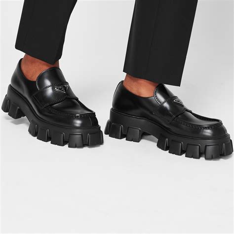 prada monolith pointed loafers|Prada monolith loafers men.